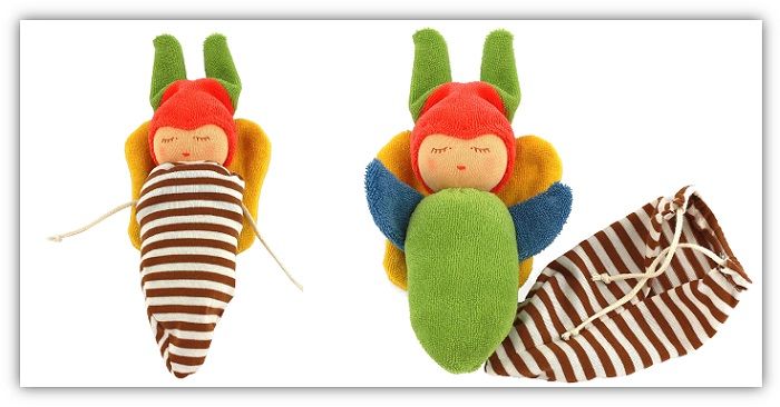Zwei Greiflinge in Form eines bunten Schmetterlings.