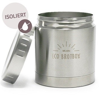Produktfoto des isolierten, auslaufsicheren Edelstahl-Behälters von Eco Brotbox Produktfoto des isolierten, auslaufsicheren Edelstahl-Behälters von Eco Brotbox
