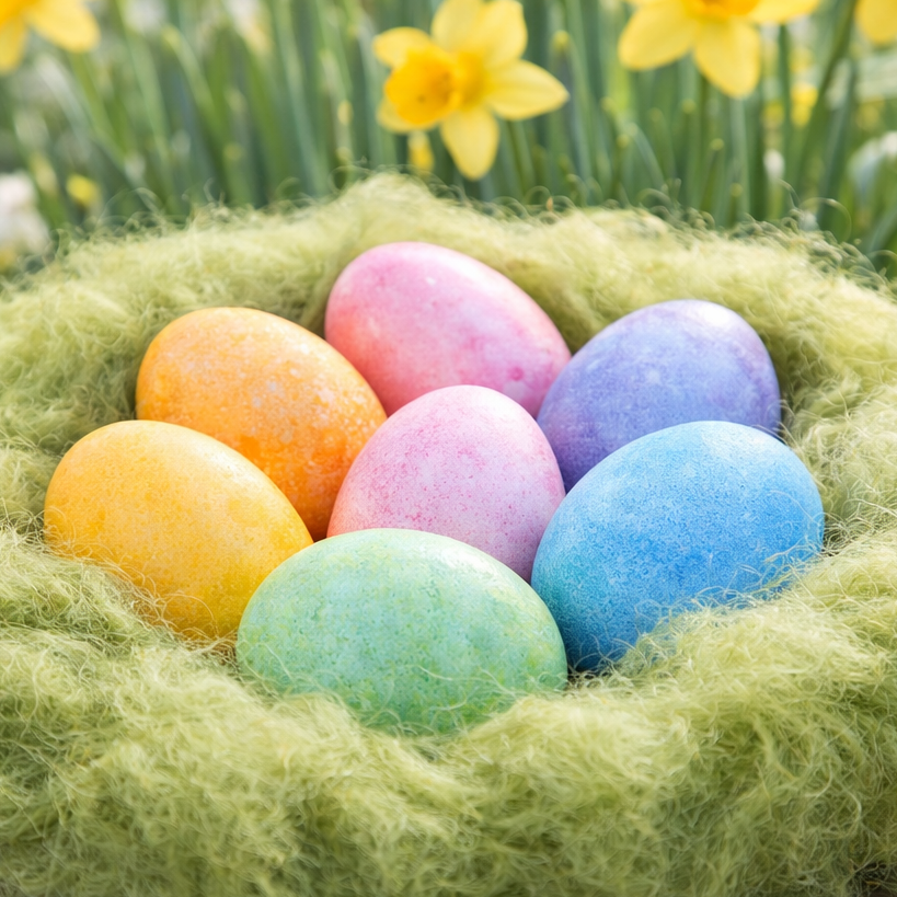 Osternest mit nachhaltiger Osterwolle