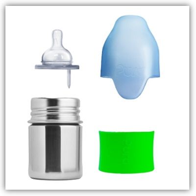 Pura Kiki 2 Babyflasche Edelstahl Geschenkeset ab Geburt grün blau