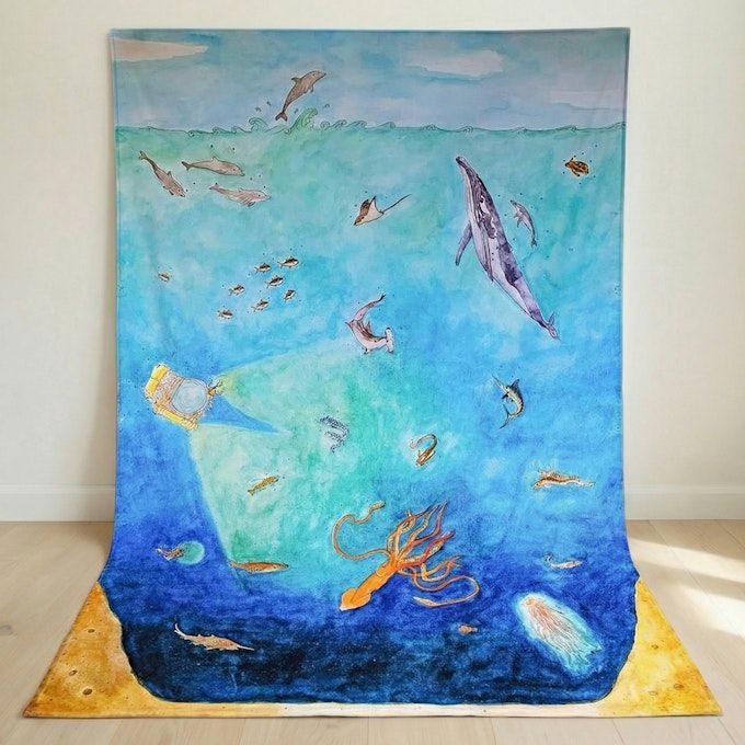 Spieltuch Bio-Baumwolle Tiefsee 150 x 100 cm von Wonderie