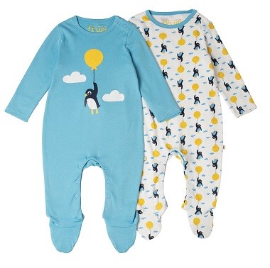 frugi bio strampler mit fuß und pinguin motiv