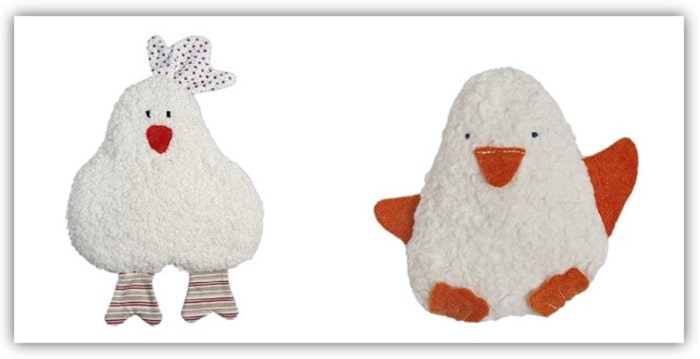 Efie Bio Rasseln Huhn und Pinguin Zwei Kuscheltier-Rasseln: ein Huhn und ein Pinguin-Küken