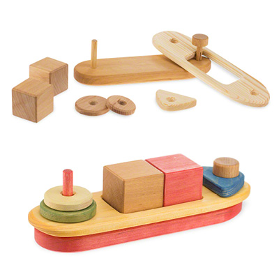 Produktfotos Steckspiel in bunt und naturbelassen