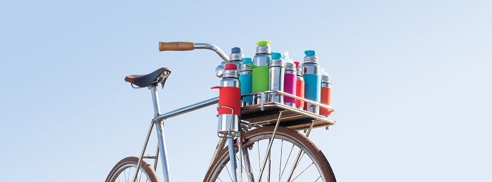 Fahrrad mit Pura Kiki Flaschen aus Edelstahl