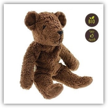 Senger Teddybär Brauner Teddybär vor weißem Hintergrund, mit Siegeln "Bio" und "fair und sozial"