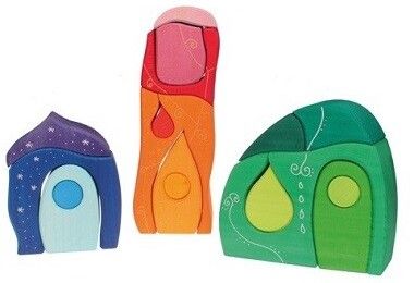 3 Gnomhäuser von Grimm's in versch. Farben und Formen