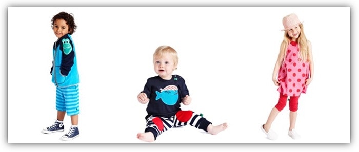 Fred's World Bio-Kindermode Drei Kinder in bunten Outfits von Fred's Worlds