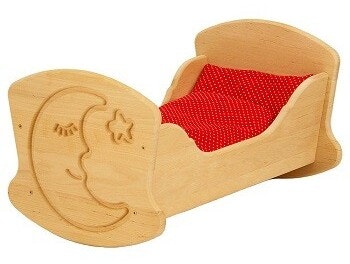 Puppenbett aus Holz Kleines Holzbettchen zum Spielen mit Puppen