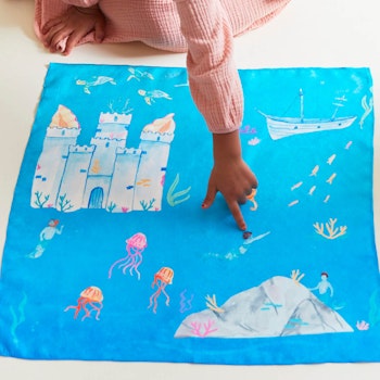 Spieltuch Seide Unterwasserwelt 53 x 53 cm