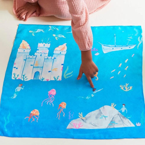 Spieltuch Seide Unterwasserwelt 53 x 53 cm