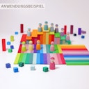 Vorschaubild 100 Holzbausteine Stufenpyramide klein, bunt (22,5 x 22,5 cm)