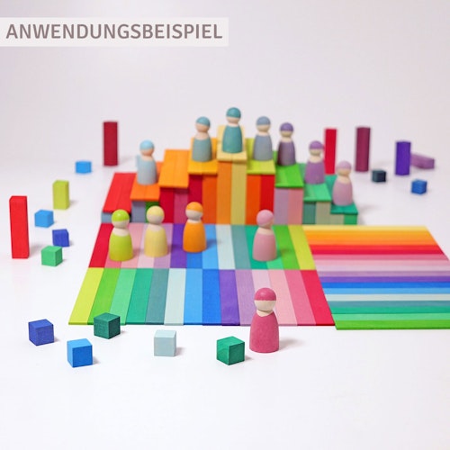 100 Holzbausteine Stufenpyramide klein, bunt (22,5 x 22,5 cm)