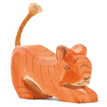 Tiger klein lauernd Holzfigur 4 cm