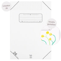 Schulheft Lineatur 26 - kariert mit weißem Rand