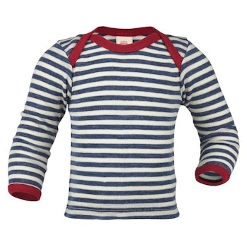 100% Wolle Langarmshirt blau natur