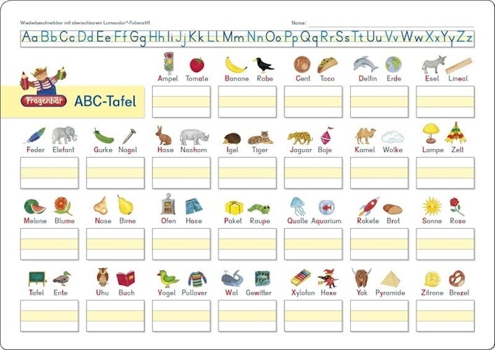 ABC Lerntafel abwischbar ab 5 Jahre
