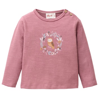Süßes Langarmshirt Eule dunkelmalve