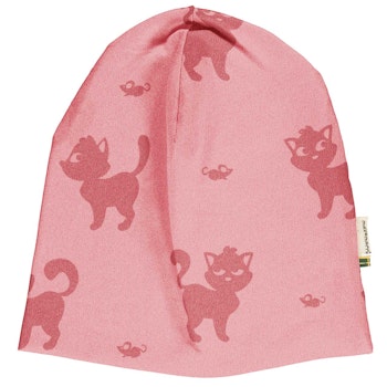 Mütze im Mono Design Katzen rosa