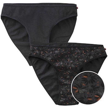 Doppelpack Damenslips Blüten schwarz