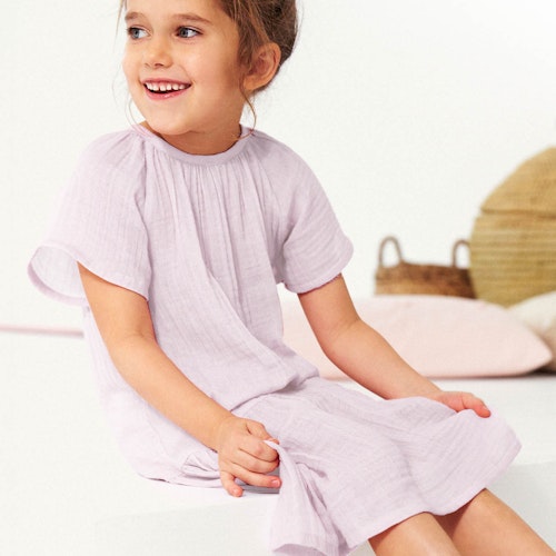 Leichtes Musselin Kleid kurzarm
