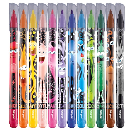 12 Filzstifte MONSTER abwaschbar 2,8mm Spitze