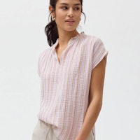 Musselin Bluse ärmellos Damen