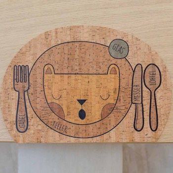 Kinder Montessori Tischset aus Korkleder Löwe, 46 x 37,5 cm