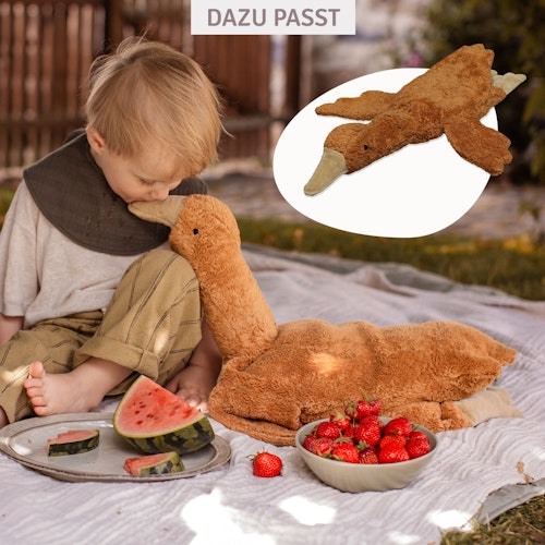 XL Kuscheltier & Wärmekissen Gans Dinkelspreu 80 cm rost