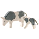 Vorschaubild Kuh schwarz Holzfigur fressend 11,5 cm hoch