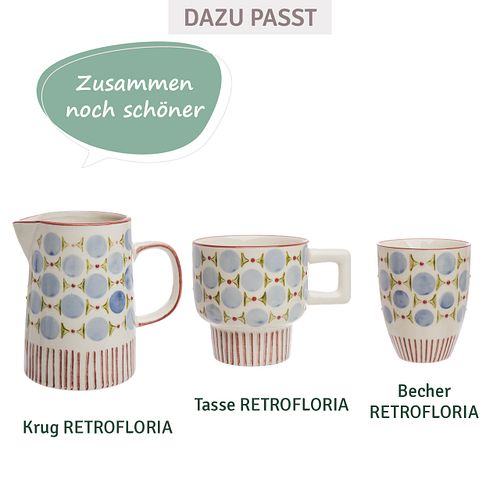 Krug RETROFLORIA 500 ml blau zum stilvollen Servieren