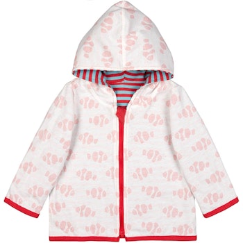 Wendejacke Kapuze Fische rot Ringel rosé/türkis