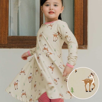Langarm Flatterkleid Rehe beige