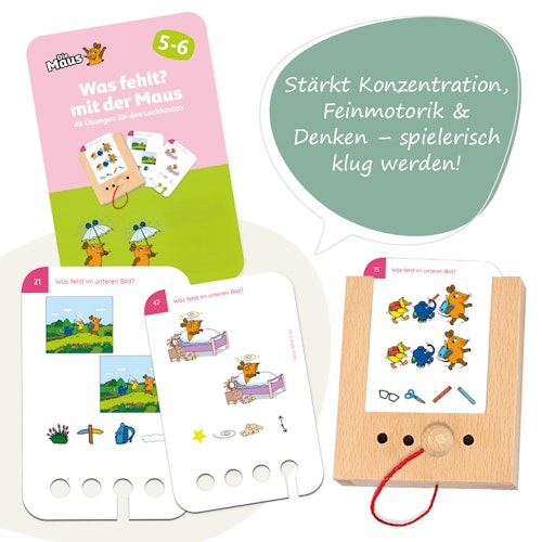 Was fehlt? Kartensatz mit der Maus ab 5-6 Jahren (ohne Lochkasten)