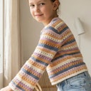 Vorschaubild Leichter Strickpullover bunt geringelt