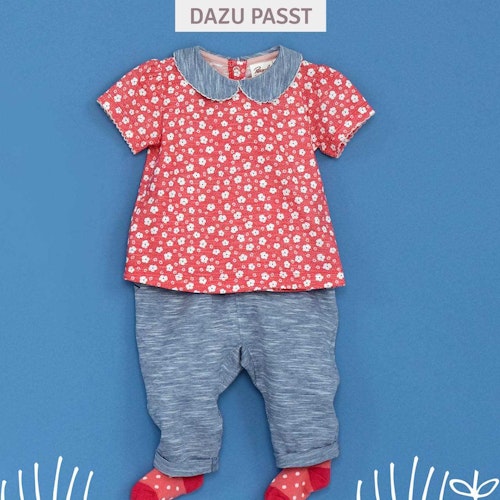 Leichtes T-Shirt Margeriten Kragen