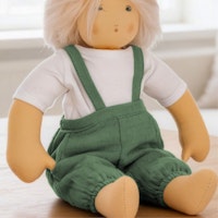 Puppen Latzhose m. Shirt 35-45cm grün, Bio-Baumwolle