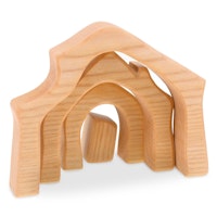 MINIATUR Stall Set 4 Teile für Weihnachtskrippe 16 cm lang