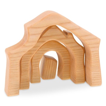 MINIATUR Stall Set 4 Teile für Weihnachtskrippe 16 cm lang