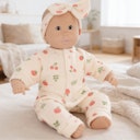Vorschaubild Puppen Strampler 28-35cm mit Haarband Früchte, Bio-Baumwolle