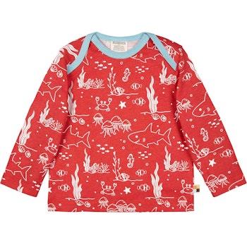 Leichtes Shirt langarm Meereswelt in rot