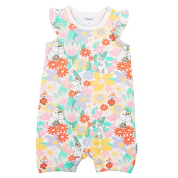 Kurzer Beachbody Mumin-Motive Blumen weiß