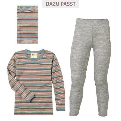 Wolle Seide Langarmshirt Kinder geringelt Pastell 116