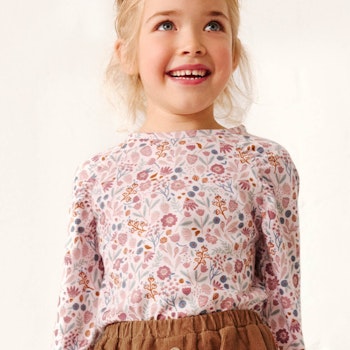 Lockeres Langarmshirt Herbstblüten rosa