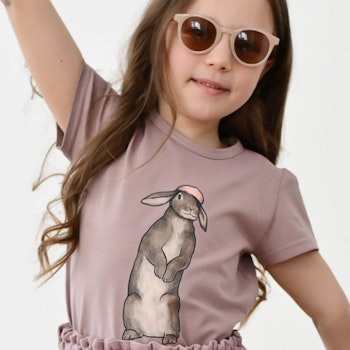 T-Shirt kurzarm Hase altrosa