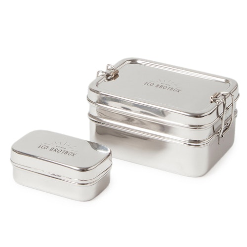 Bestseller Edelstahl Brotbox + Snackbox 1l 15 x 11 x 7,8 cm