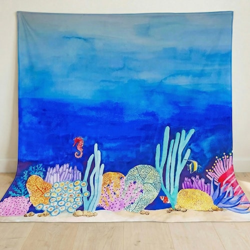 Spieltuch Bio-Baumwolle Korallenriff 100 x 100 cm