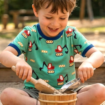 Kurzarmshirt Bagger hellgrün