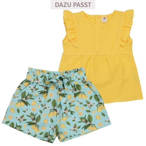 Musselin Shorts zum Binden Zitronen hellblau