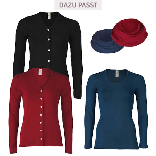 Damen Wolle Seide Langarmshirt